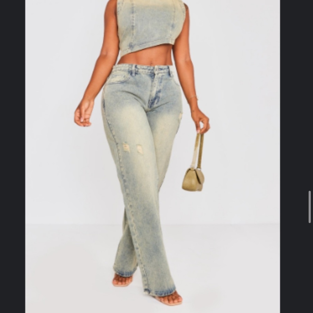 PrettyLittleThing Light Blue Flare Jean Set
